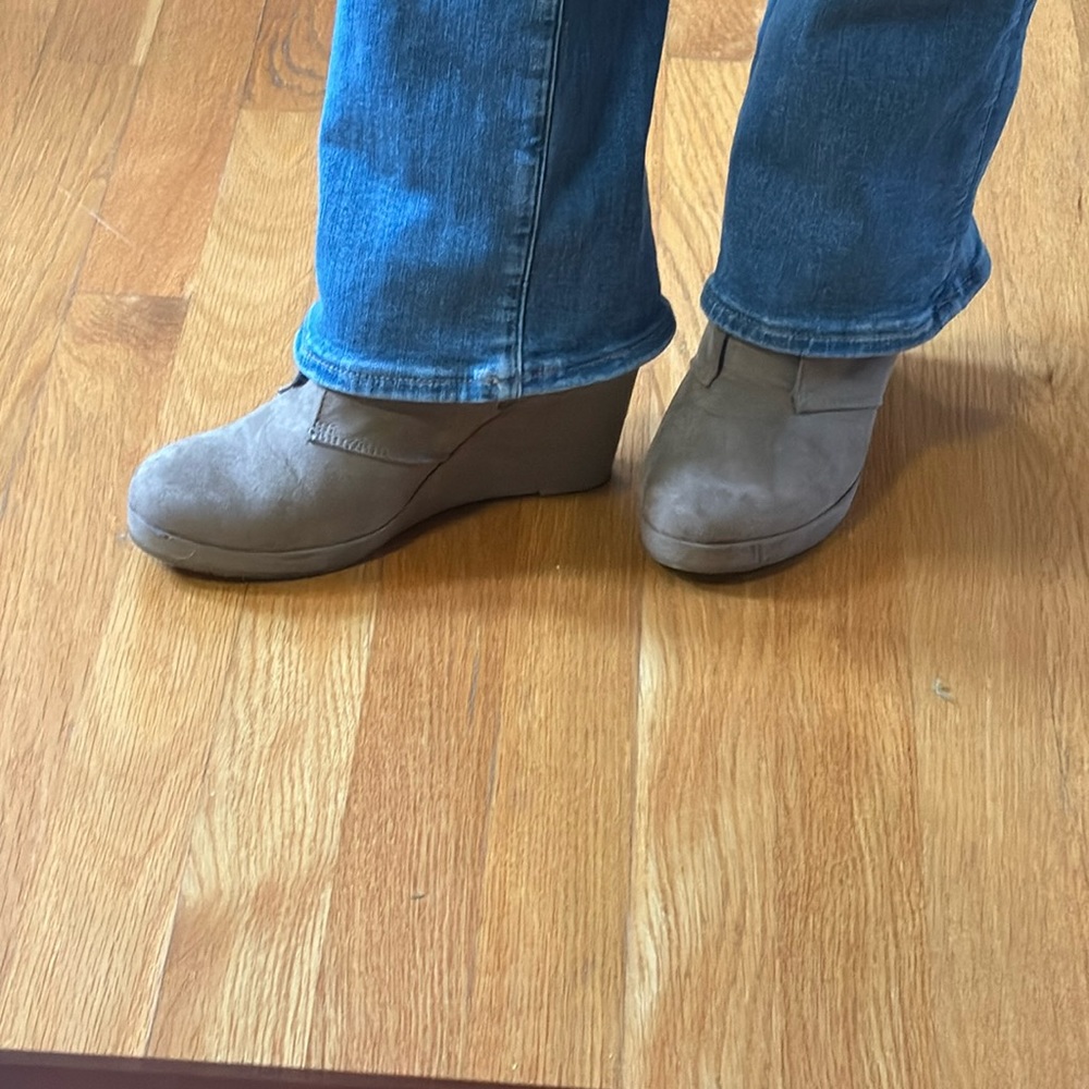 Taupe Suede high heel booties